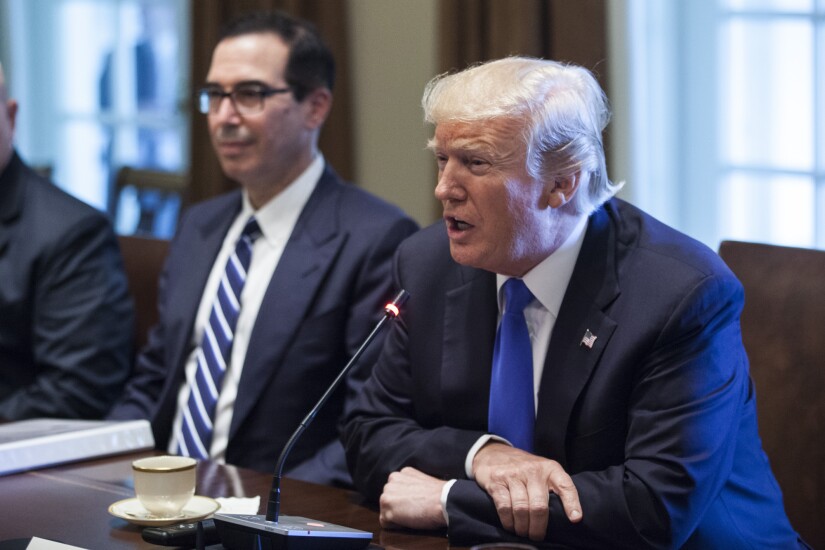 Treasury Secretary Steven Mnuchin and President Donald Trump