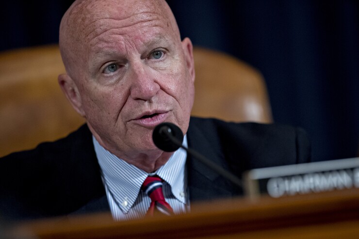 Representative Kevin Brady, a Republican from Texas and chairman of the House Ways and Means Committee, makes an opening statement during a hearing with Steven Mnuchin, U.S. Treasury secretary, not pictured, on U.S. President Donald Trump's fiscal 2018 budget proposal in Washington, D.C., U.S., on Wednesday, May 24, 2017. Bloomberg News