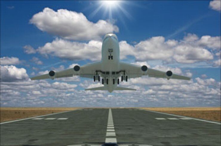 Photo of an airplane taking off