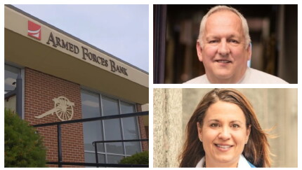 Tom McLean and Jody Vickery at Armed Forces Bank