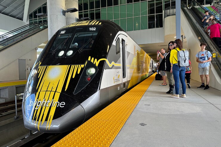 Brightline Florida train on the Orlando platform