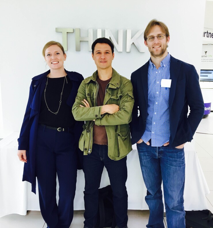 From left: Lisa Nestor, Stellar' director of partnerships; Jed McCaleb, cofounder and CTO of Stellar, cofounder of Lightyear.io; and Brit Yonge, Lighyear.io cofounder.