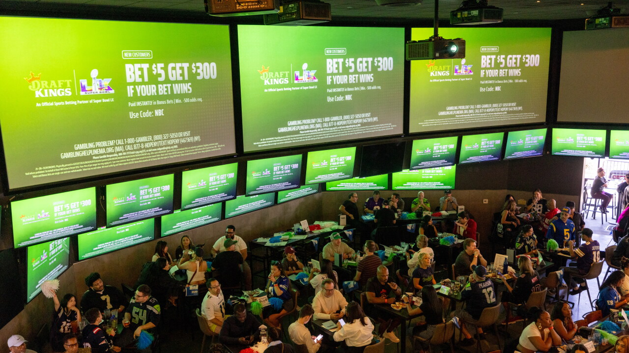 A commercial for DraftKings during the Super Bowl LX broadcast in Los Angeles