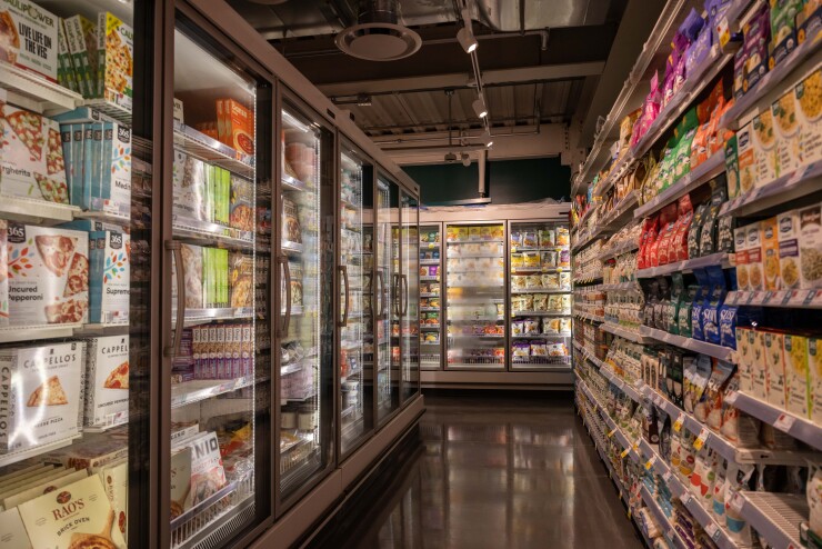 A Whole Foods frozen aisle