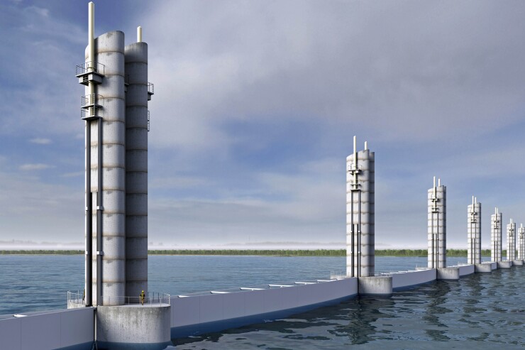 Rendering of proposed Texas coastal flood barrier