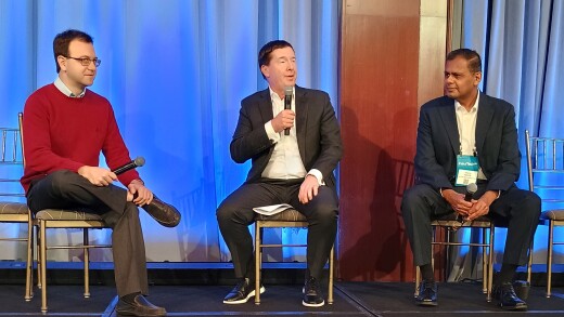 David Gritz, Greg Hendrick and Gaurav Vasisht, seated in panel discussion.