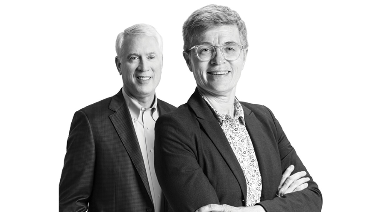 Douglas Williams of Atlantic Capital Bank, left, and Kelly Skalicky of Stearns Bank. Both banks were selected as part of our Best Banks to Work For 2019.