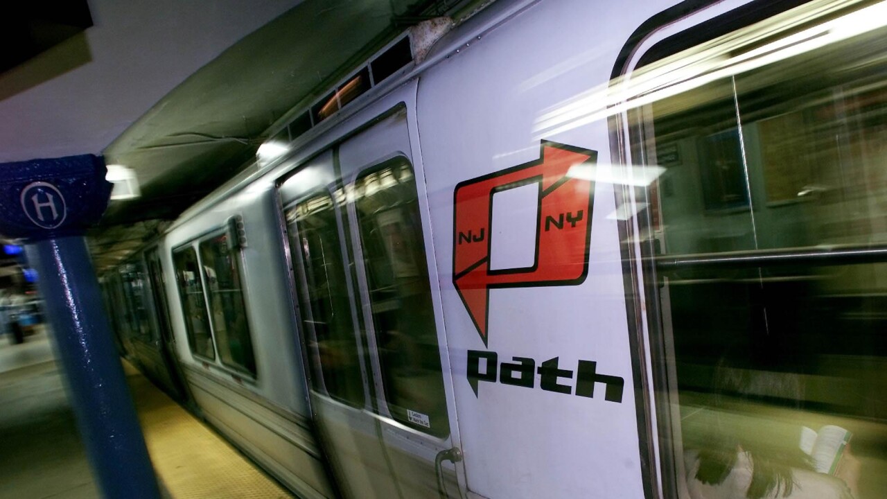 A PATH train leaves the Hoboken station, Friday, June 16, 2000.