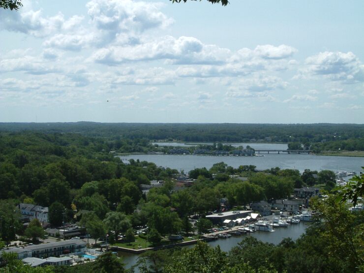 Downtown Saugatuck, Mich., from atop Mt. Baldhead.
