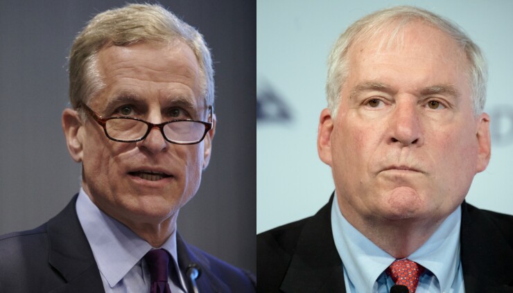 Federal Reserve Bank of Dallas President Robert Kaplan, left, said he wanted "to eliminate any distractions” at the Fed. Boston Fed chief Eric Rosengren, whose personal investments also came into question, said he will step down earlier than planned due to a health condition.