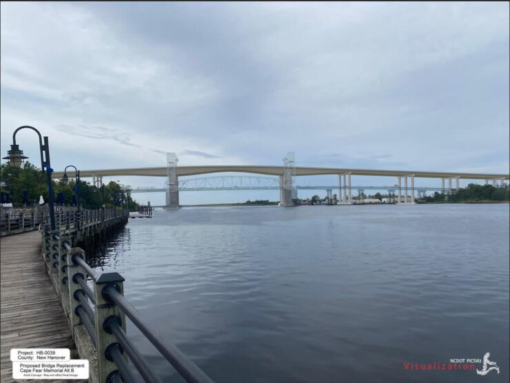 Rendering of potential replacement of Cape Fear Memorial Bridge