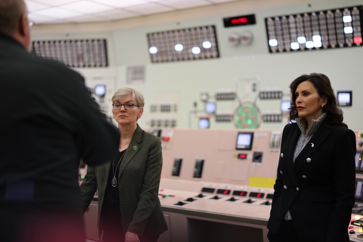 Michigan Gov. Gretchen Whitmer and Energy Secretary Jennifer Granholm announce a loan.