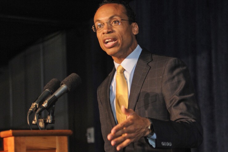 Shawn Wooden was elected Connecticut's state treasurer on Nov. 6, 2018. This photo is from election night.