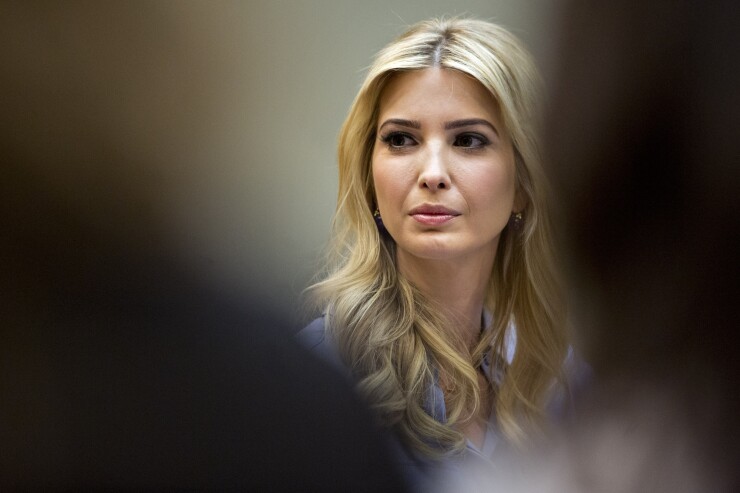 Ivanka Trump listens during a meeting with women small business owners in the Roosevelt Room of the White House