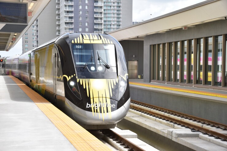 Brightline train arrives at MiamiCentral train station May 11, 2018.