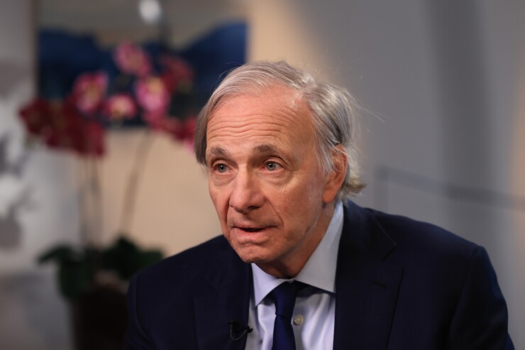 Ray Dalio, billionaire and founder of Bridgewater Associates LP, during an interview at the World Economic Forum in Davos, Switzerland.