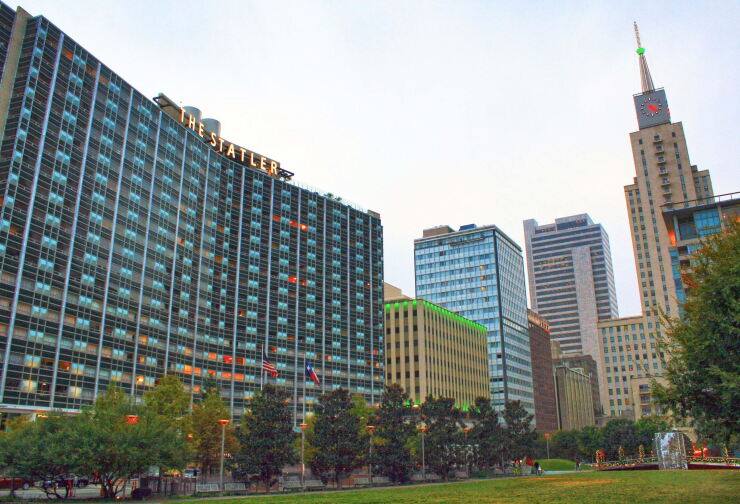 Restored Statler Hilton building in downtown Dallas in November 2017.