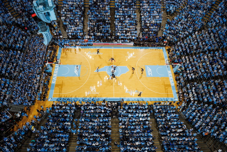 A time-honored tradition at the Dean E. Smith Center is the UNC-Duke rivalry game