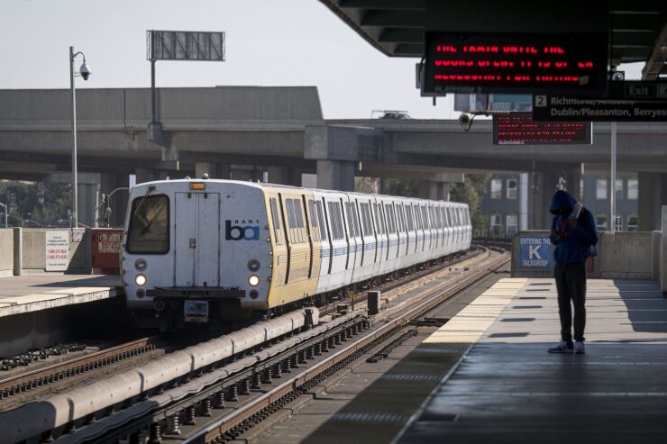 A Bay Area Rapid Transit (BART) train station in Oakland, California