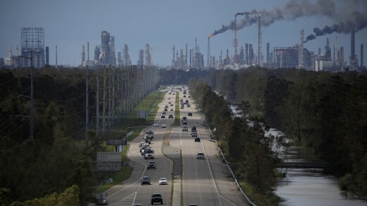 Road near Royal Dutch Shell and Valero Energy's Norco, Louisiana, refineries.