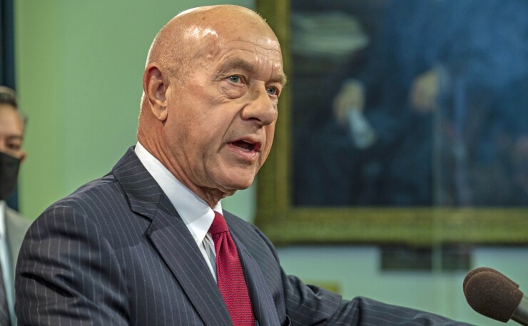 Texas State Sen. John Whitmire speaks during a news conference at the State Capitol in 2021.