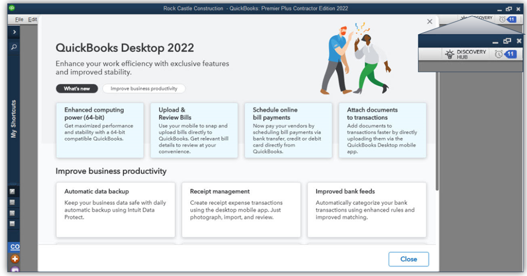 QuickBooks Desktop 2022 discovery hub screenshot