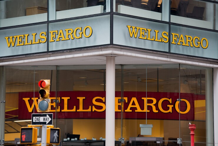 Outside a Wells Fargo branch.