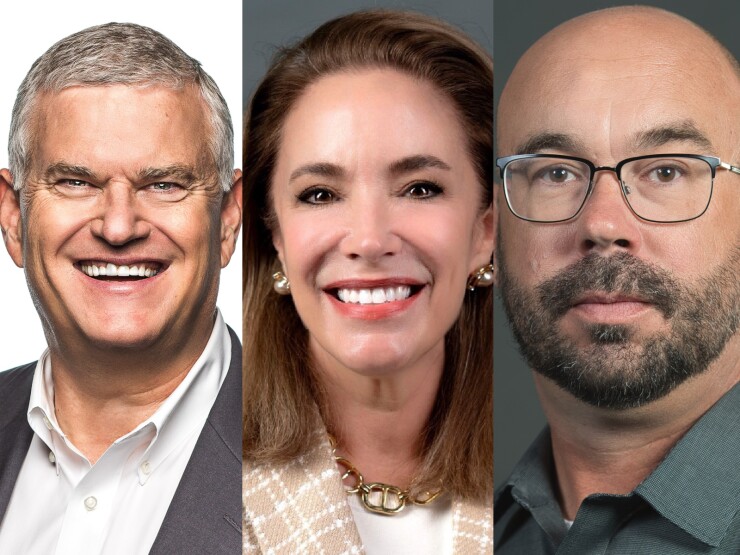 Greg Mitchell, president and CEO of First Tech Fed; Navy Federal's Britt Bloch; Pinnacle CU's CEO Matt Selke