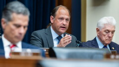 Rep. Andy Barr speaks during a Congressional hearing from a lectern.