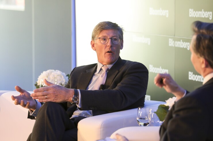 Michael Corbat, chief executive officer of Citigroup, gestures during a Bloomberg event on the opening day of the World Economic Forum in Davos, Switzerland, on Tuesday, Jan. 22, 2019.