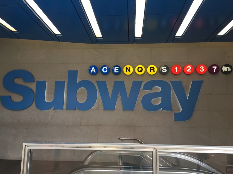An entrance to MTA's New York Subway at Times Square