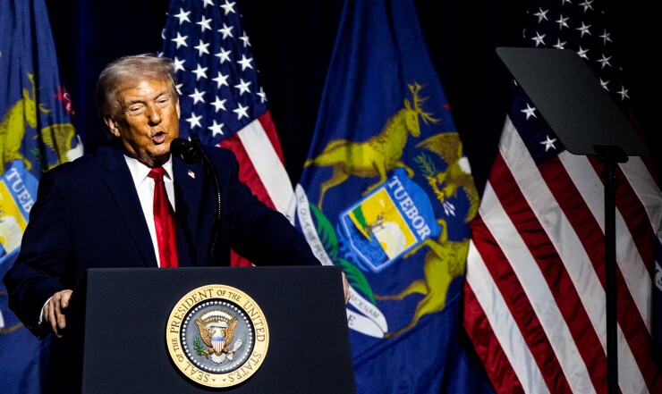 President Trump at a podium