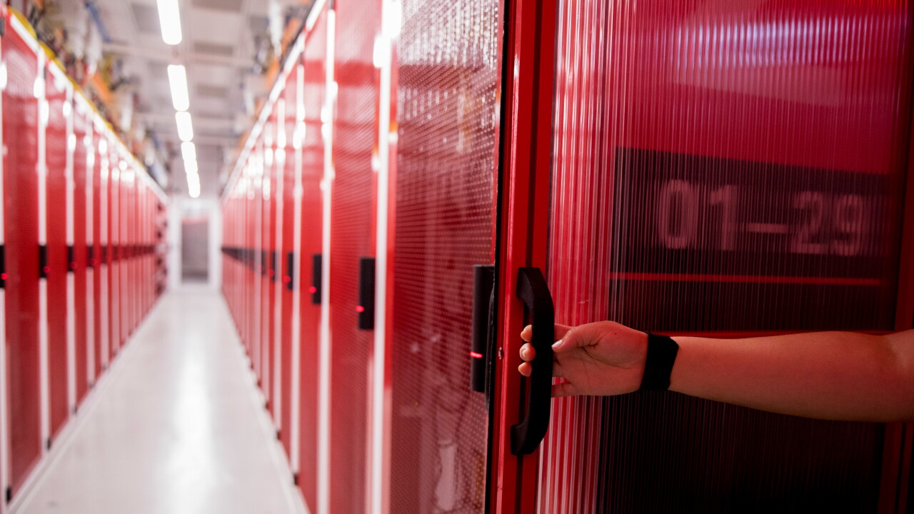 A picture of the interior of a data center