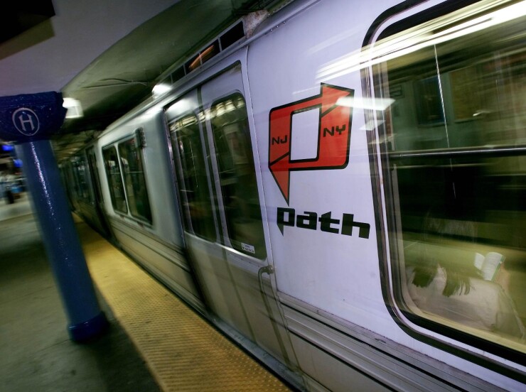 A PATH train leaves the Hoboken station, Friday, June 16, 2000.