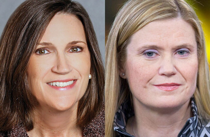 Jennifer Piepszak (left) and Marianne Lake of JPMorgan Chase.