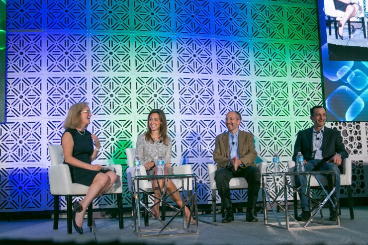 From left: American Banker's Penny Crosman, B of A's Michelle Moore, Regions Financial's Andy Hernandez, and Bank of the West's Jamie Armistead.