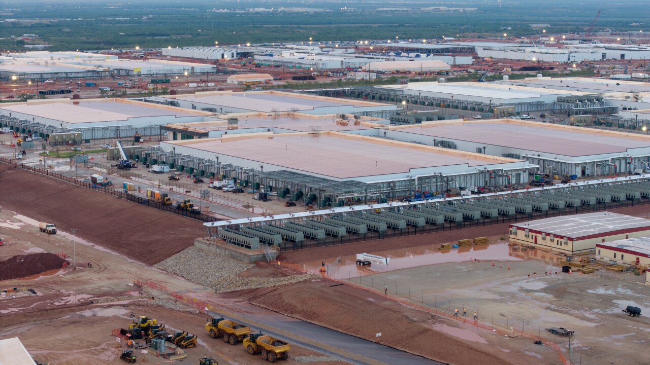An aerial view of a data center under construction