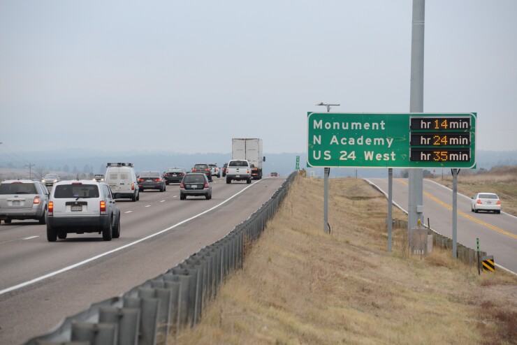 Interstate 25 in Castle Rock, Colorado on Nov. 2, 2017.