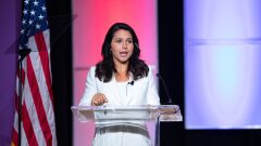 COLUMBIA, SC - OCTOBER 27: Tulsi Gabard, US Representative from Hawaii and 2020 Democratic presidential candidate, speaks during the 2019 Second Step Presidential Justice Forum in Columbia, South Carolina, U.S., on Sunday, Oct. 27, 2019. The forum asked each participant to focus on what's next now that the First Step Act has been passed. Photographer: Logan Cyrus/Bloomberg