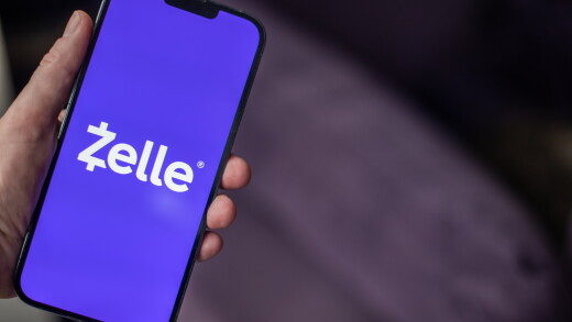A picture of the Zelle logo on a smartphone.
