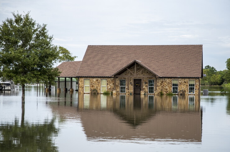 Flooded house after Hurricane Harvey in Fannett Texas September 2019