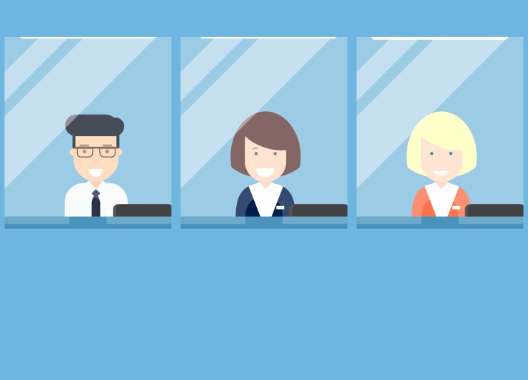 Bank teller illustration