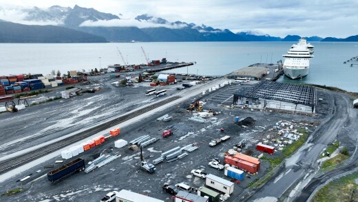 Cruise terminal building under construction in Seward, Alaska