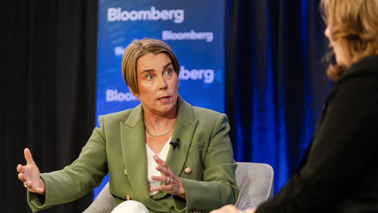 Maura Healey, governor of Massachusetts, talking to Bloomberg