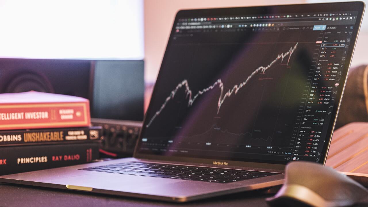 Company stock performance on a computer