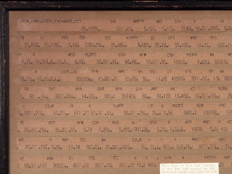 A picture of the NYSE ticker tape on the morning of Oct. 29, 1929.