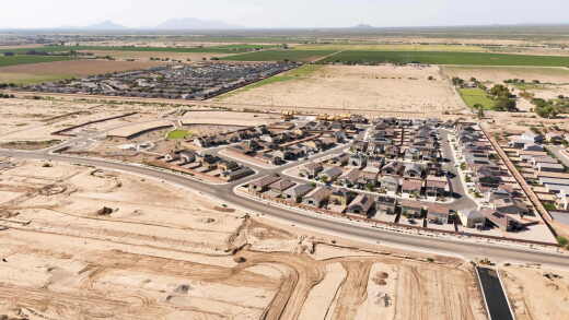 Aerial view of housing tract under construction