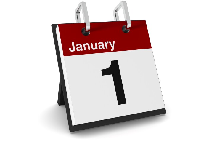 January 1 on desk calendar