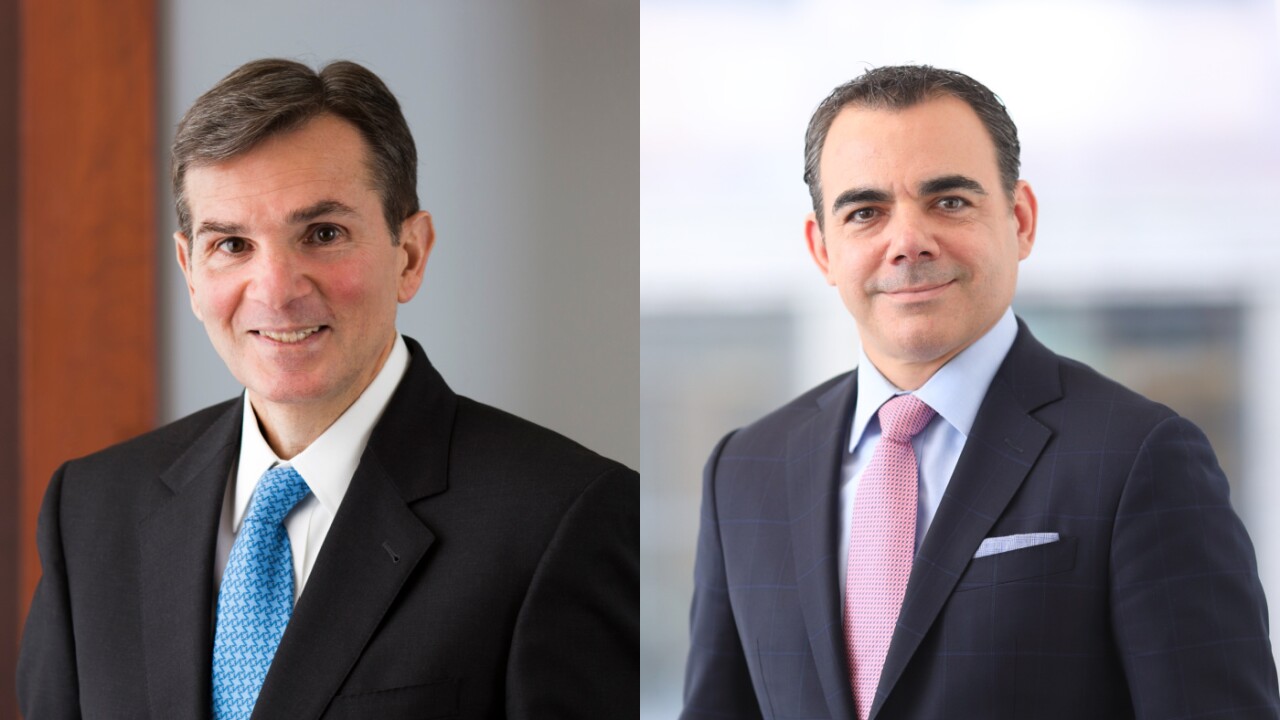 Joseph DePaolo, president and CEO of Signature Bank; Frank Santora, chief payments officer of Signature Bank