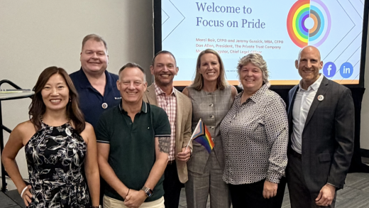 From left to right, LPL financial advisors Sandra Cho, Gary Klein, Rick Dickson, Matthew Edwards, Allie Schmidt, Marci Bair and Jeremy Gussick organized the "Focus on Pride" event, which took place the day before the firm's annual Focus conference kicked off in San Diego.